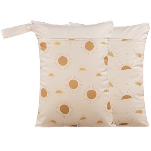 Waterproof Wet Dry Bags with Two Zippered Pockets and Handle - color: Off White