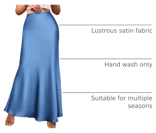 BTFBM Maxi Skirts for Women Business Casual - color: Blue, size: Medium