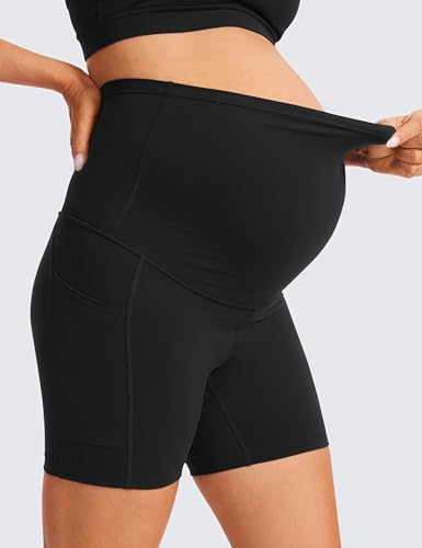 CRZ YOGA Maternity Biker Shorts Pockets 5" - color: Black, size: Large