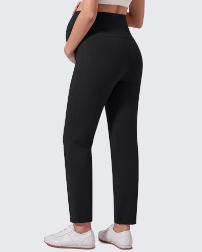 G4Free EverGoing Maternity Work Pants Tapered Ankle Pregnancy Trousers - color: Black, size: X-Large