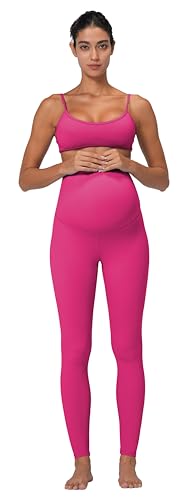 Sunzel Maternity Leggings, Over Belly Pregnancy Yoga Pants, Buttery Soft - color: 28" Hot Pink, size: Medium
