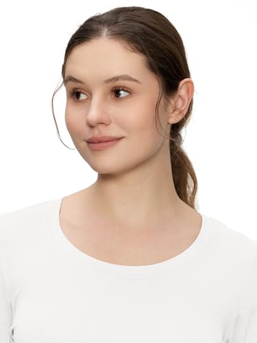 COZYFIT Underscrub Long Sleeve Women, Scrubs Undershirts, Deep Round Neck - color: White, size: X-Large