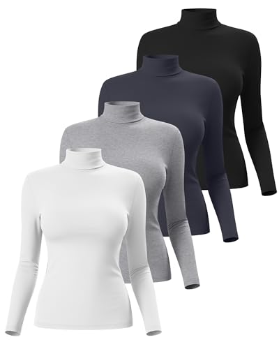 4 Pack Women's Underscrub Shirts - color: Black, Dark Gray, White, Light Gray, size: X-Large