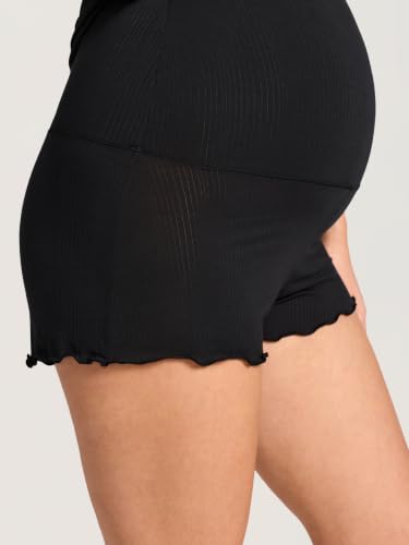 MOMANDA Modal Ribbed Maternity Lounge Shorts - color: Black, size: X-Large