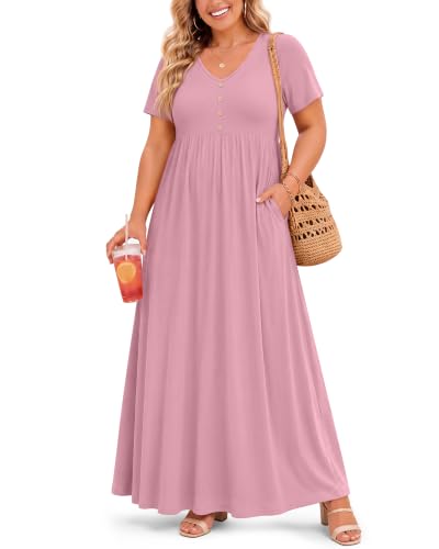 Women's Plus Size Maternity Dress - color: Dirty Pink, size: 4X-Large