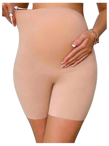 OYOANGLE Women's Maternity High Waisted Underwear Seamless Boyshorts Pregnancy Support Panties - size: Medium