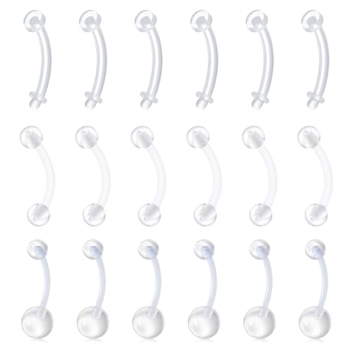 Longita Plastic Pregnancy Belly Button Rings Long Bar Navel Rings for Maternity Sport Pregnant Women Flexible Clear Belly Piercing Retainer Different Length bar and Balls for Replacement 10-32mm - color: Clear - 10mm