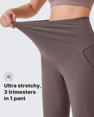 G4Free EverGoing Maternity Work Pants Pregnancy Tapered Ankle Trousers - color: Taupe, size: Medium