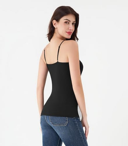 DAVID ARCHY Women's Bamboo Rayon Camisole Tank Tops No Shelf Bra, 3 Pack - color: Black, size: XX-Large