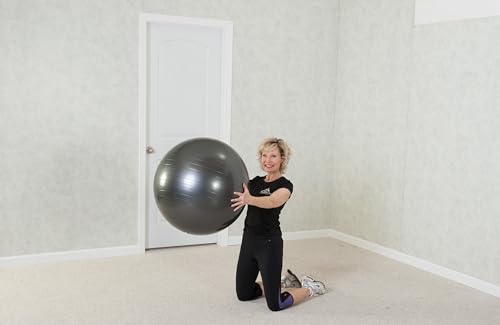 Black Mountain Products Professional Grade Exercise Stability Yoga Ball, Foot Pump, Ball Plug, Plug Puller, 2000 Pounds Static Weight Capacity Antiburst - color: Blue, size: 75 cm