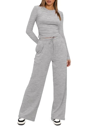 Darong Women's 2 Piece Matching Lounge Sets 2026 Fall Casual Outfits - color: Athletic Grey, size: Medium