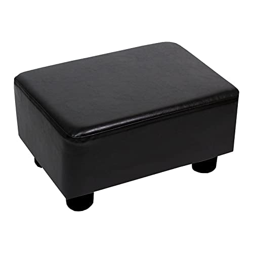 CAROLMADE Small Foot Stool Ottoman Footstool with Legs Under Desk Footrest for Living Room Bedroom and Office, Black - color: Pu Black