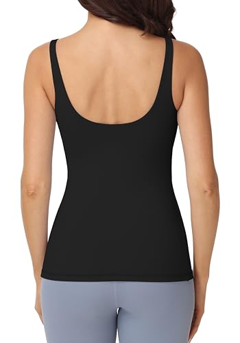 Foucome Nursing Tank Tops with Built in Bra - color: Black, size: Medium