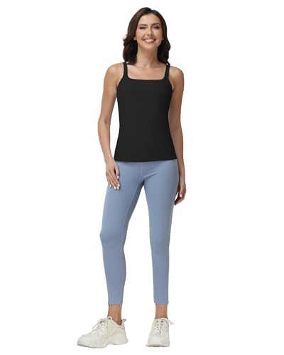 Foucome Nursing Tank Tops Stretch Nursing Cami with Built in Bra - color: Black, size: Medium
