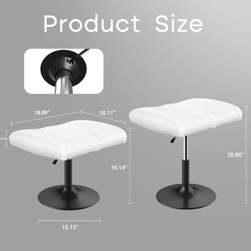 VECELO Office Foot Rest Under Desk Ottoman, Height Adjustable, White - color: White