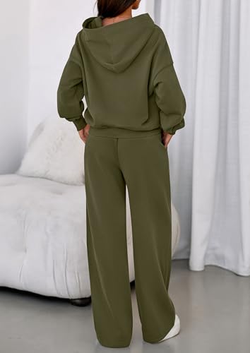 PRETTYGARDEN 2 Piece Lounge Sets for Women Matching Sweatsuits - color: Army Green, size: Small