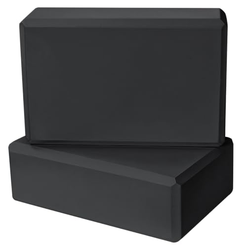 9"x6"x3" Yoga Block, 2 Pcs Soft Non-Slip Foam Blocks Supportive - color: Black
