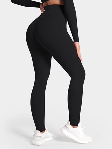 Sunzel Women's High Waisted Crossover Waist Butt Lifting Workout Leggings - color: Black, size: Medium