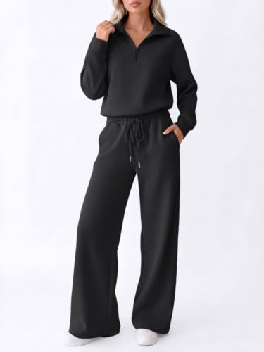 EFAN Womens Sweatsuits Modal Blend 2 Piece Matching Sets Comfy Lounge Wear - color: Black, size: Large