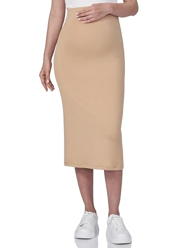 POSHDIVAH Maternity Skirt Over The Belly - color: Khaki, size: X-Large