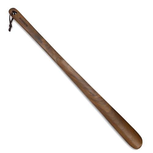 Brosisincorp Wooden Shoe Horn Long Handle 23.6" for Seniors Helper - color: Black Walnut 1 Pack