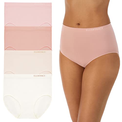 ELLEN TRACY Full Coverage Panties Seamless Underwear Briefs for Women 4pack - color: Blush/Natural Pack, size: Medium