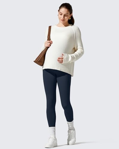 G4Free BareFeel Fleece Lined Maternity Leggings with Pockets Winter - color: Dark Navy, size: X-Small