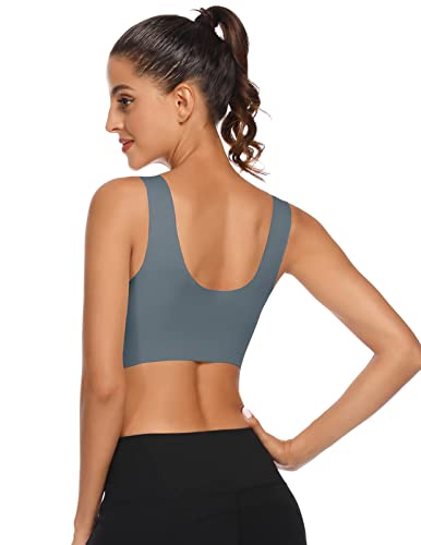 WOWENY Womens Wirefree Seamless Bras Everyday Lounge Bra Sleeping Full Coverage Pullover Bra - color: Steal Grey, size: X-Large