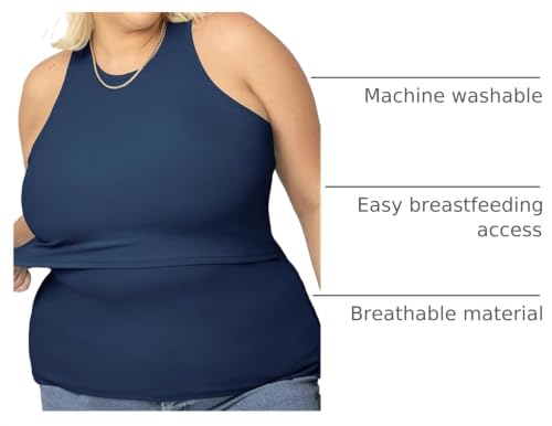 Kindred Bravely Ribbed Racerback Nursing Tank Top for Breastfeeding - color: Navy, size: X-Small