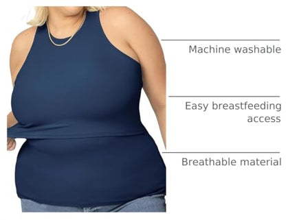 Kindred Bravely Ribbed Racerback Nursing Tank Top for Breastfeeding - color: Navy, size: X-Small
