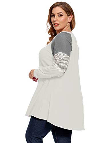 LARACE Plus Size Tops Women Pullover Sweatshirt Long Sleeve Tunic - color: White, size: 1X