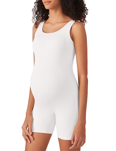 POSHDIVAH Maternity Romper Shorts Double Lined Jumpsuit - color: White, size: XX-Large