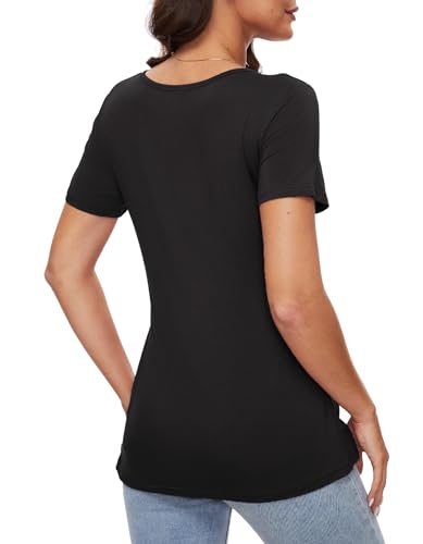 Sosolism Women's Maternity Nursing Shirts for Breastfeeding Ruched S-XXL - color: Black, size: Medium