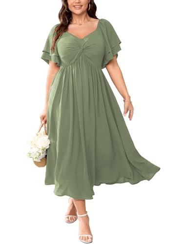 SCOMCHIC Women's Plus Size Cocktail Dress - color: Sage Green, size: XX-Large Plus
