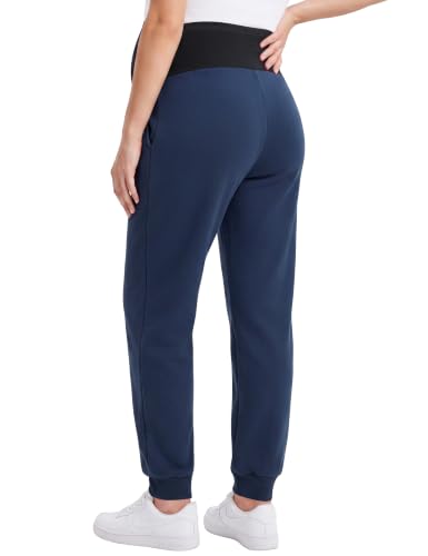 Women's Maternity Joggers with Light Fleece Lining - color: Blue, size: Medium