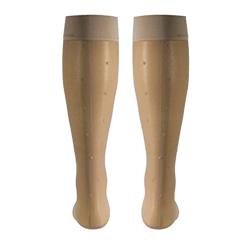 Truform Sheer Compression Stockings, 15-20 mmHg, Women's Knee High Length, Dot Pattern, Nude, Small - color: Nude, size: Small (1 Pair), style: Dot Pattern
