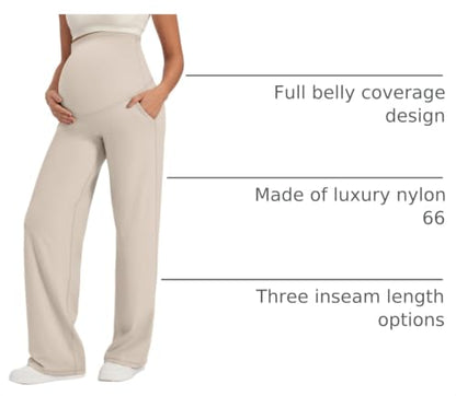 G4Free EverGoing Maternity Pants Over the Belly Pregnancy Work Trousers - color: Light Khaki, size: XX-Large