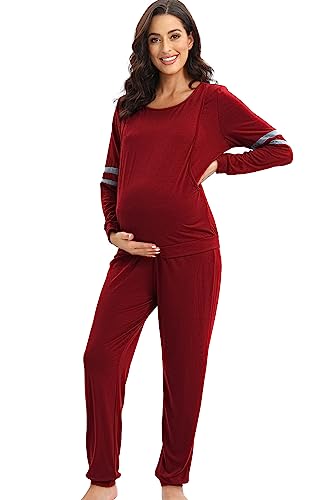 Maternity Nursing Pajamas Set Breastfeeding Sleepwear Suit Nursing Pjs Set - color: A, size: Large