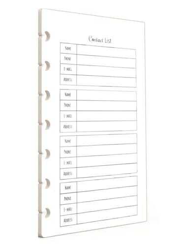 Contact List Inserts for the Mini Happy Planner, Fits 7-Disc Notebook, Planner Contact Information, Pre-punched Happy Planner Inserts, Pre-punched Contact Information