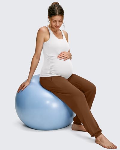 G4Free EverGoing Maternity Pants Over The Belly Pregnancy Joggers Workout - color: Dark Coffee, size: Medium