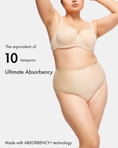 LEAKPROOF2.0 Seamless High Rise Period Underwear for Women - color: Beige, size: Small-Medium