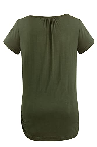 Smallshow Women's Nursing Tops Ruched Short Sleeve Breastfeeding Shirts 3-Pack - color: Army Green-black-deep Grey, size: Medium