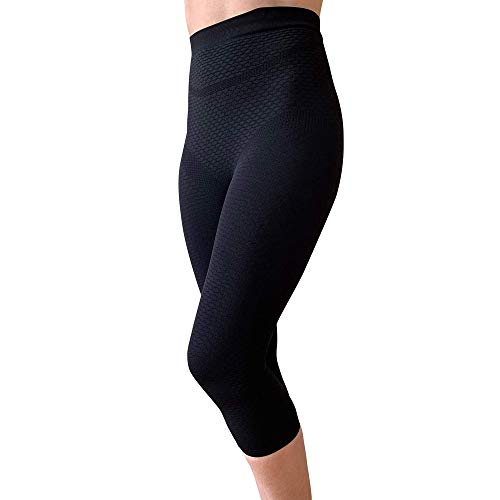 Bioflect® Capri Compression Leggings with Bioactive Fibers and Raised Massaging Knit for Support and Comfort - color: Black, size: 3X-Large