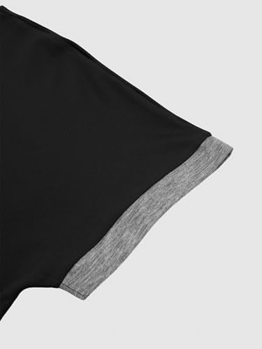 Flamingals Womens Short Sleeve V Neck Summer Tops - color: Black, size: X-Large
