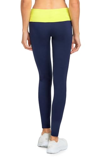MOPAS Yoga Leggings Capri Shorts with Fold Over Solid Waistband - color: Navy