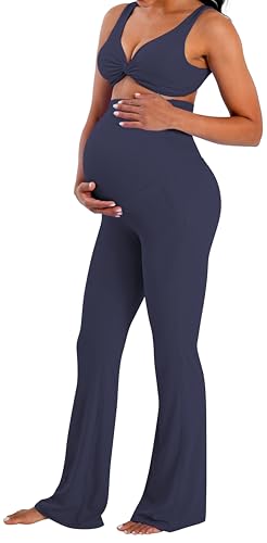 Sunzel Maternity Flare Leggings for Women, Over Belly Yoga Pants - color: Graphite, size: Medium