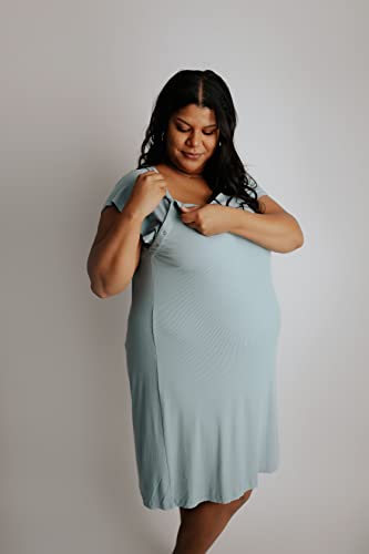 Three Little Tots Plus Size Labor and Delivery Hospital gown Maternity Nursing Nightgown Multi - color: Blue Bird, size: Small-Medium