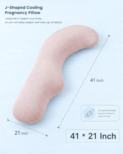 YZ HOME Cooling J Shaped Pregnancy Pillow, Removable Cover - color: J Shaped-pink