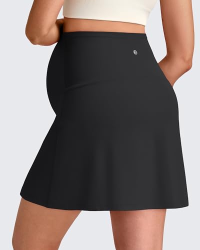G4Free BareFeel Maternity Skirt with 2 Pockets Pregnancy Shorts Tennis Golf - color: Black, size: Large