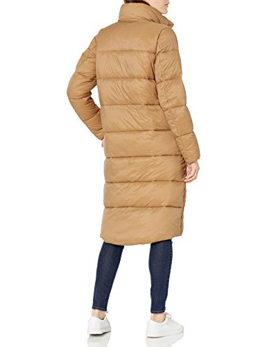 Amazon Essentials Women's Lightweight Full-Zip Water-Resistant Long Cocoon Puffer Winter Coat, Stand Collar, Insulated - color: Mushroom Brown, size: X-Small